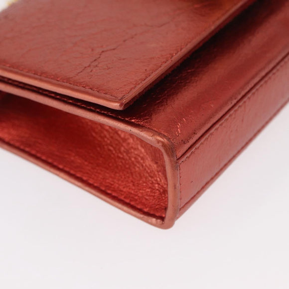 SAINT LAURENT Chain Kate Shoulder Bag Leather Red Gold Auth 156647M