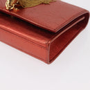 SAINT LAURENT Chain Kate Shoulder Bag Leather Red Gold Auth 156647M-12
