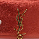 SAINT LAURENT Chain Kate Shoulder Bag Leather Red Gold Auth 156647M-16