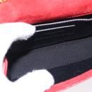 SAINT LAURENT Chain Kate Shoulder Bag Leather Red Gold Auth 156647M-21