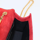 SAINT LAURENT Chain Kate Shoulder Bag Leather Red Gold Auth 156647M-22