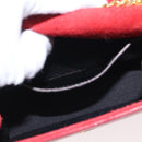 SAINT LAURENT Chain Kate Shoulder Bag Leather Red Gold Auth 156647M-24