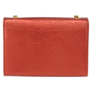 SAINT LAURENT Chain Kate Shoulder Bag Leather Red Gold Auth 156647M-3