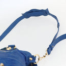 BALENCIAGA The Giant Town Hand Bag Leather 2way Blue Gold 285434 Auth 156649V-10