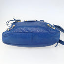 BALENCIAGA The Giant Town Hand Bag Leather 2way Blue Gold 285434 Auth 156649V-11