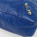 BALENCIAGA The Giant Town Hand Bag Leather 2way Blue Gold 285434 Auth 156649V-12