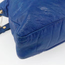 BALENCIAGA The Giant Town Hand Bag Leather 2way Blue Gold 285434 Auth 156649V-15