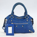 BALENCIAGA The Giant Town Hand Bag Leather 2way Blue Gold 285434 Auth 156649V-28