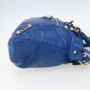 BALENCIAGA The Giant Town Hand Bag Leather 2way Blue Gold 285434 Auth 156649V-5
