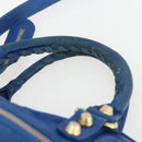 BALENCIAGA The Giant Town Hand Bag Leather 2way Blue Gold 285434 Auth 156649V-8
