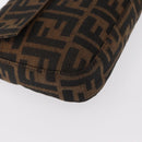 FENDI Zucca Canvas Mamma Baguette Shoulder Bag Black Brown Auth 156651SAM-14