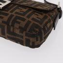 FENDI Zucca Canvas Mamma Baguette Shoulder Bag Black Brown Auth 156651SAM-15