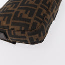 FENDI Zucca Canvas Mamma Baguette Shoulder Bag Black Brown Auth 156651SAM-16