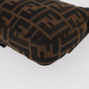 FENDI Zucca Canvas Mamma Baguette Shoulder Bag Black Brown Auth 156651SAM-17
