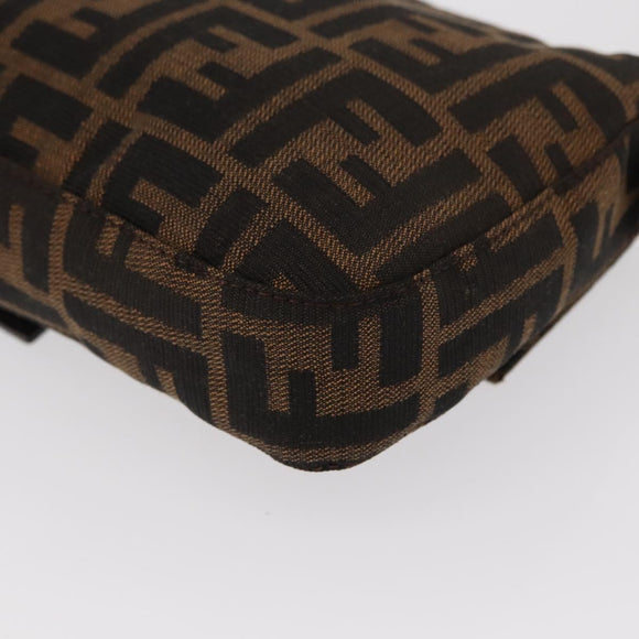 FENDI Zucca Canvas Mamma Baguette Shoulder Bag Black Brown Auth 156651SAM