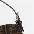 FENDI Zucca Canvas Mamma Baguette Shoulder Bag Black Brown Auth 156651SAM-18