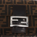 FENDI Zucca Canvas Mamma Baguette Shoulder Bag Black Brown Auth 156651SAM-19