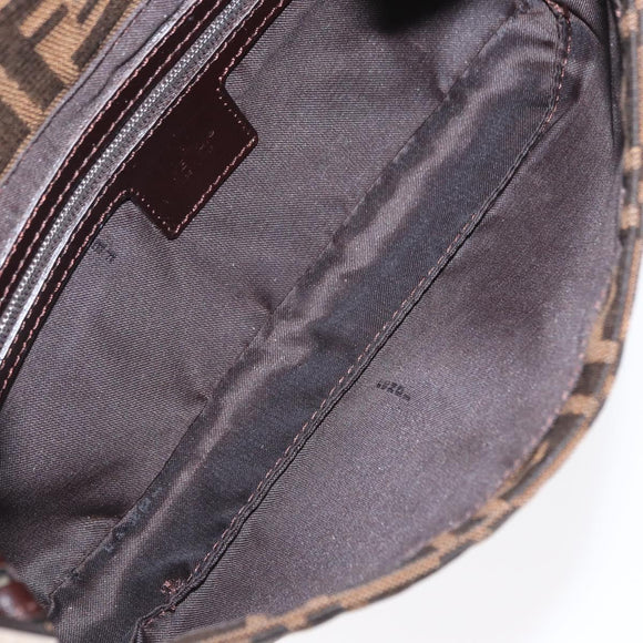 FENDI Zucca Canvas Mamma Baguette Shoulder Bag Black Brown Auth 156651SAM