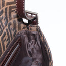 FENDI Zucca Canvas Mamma Baguette Shoulder Bag Black Brown Auth 156651SAM-23