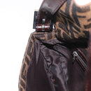 FENDI Zucca Canvas Mamma Baguette Shoulder Bag Black Brown Auth 156651SAM-24