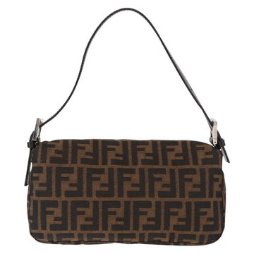 FENDI Zucca Canvas Mamma Baguette Shoulder Bag Black Brown Auth 156651SAM - 0