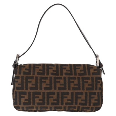 FENDI Zucca Canvas Mamma Baguette Shoulder Bag Black Brown Auth 156651SAM - 0