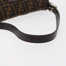 FENDI Zucca Canvas Mamma Baguette Shoulder Bag Black Brown Auth 156651SAM-7