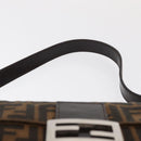 FENDI Zucca Canvas Mamma Baguette Shoulder Bag Black Brown Auth 156651SAM-8