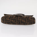 FENDI Zucca Canvas Mamma Baguette Shoulder Bag Black Brown Auth 156651SAM-5