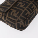 FENDI Zucca Canvas Mamma Baguette Shoulder Bag Black Brown Auth 156652M-14