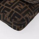 FENDI Zucca Canvas Mamma Baguette Shoulder Bag Black Brown Auth 156652M-15