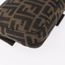 FENDI Zucca Canvas Mamma Baguette Shoulder Bag Black Brown Auth 156652M-16