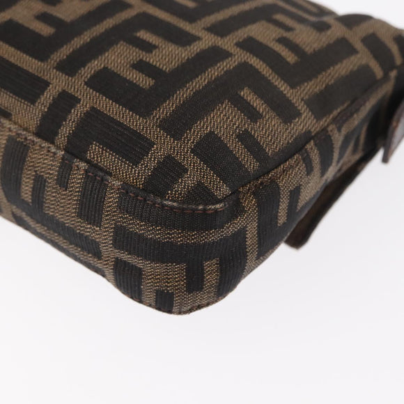 FENDI Zucca Canvas Mamma Baguette Shoulder Bag Black Brown Auth 156652M