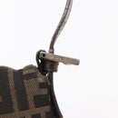 FENDI Zucca Canvas Mamma Baguette Shoulder Bag Black Brown Auth 156652M-18