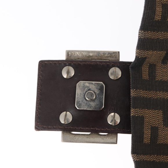 FENDI Zucca Canvas Mamma Baguette Shoulder Bag Black Brown Auth 156652M