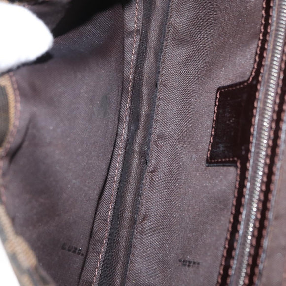 FENDI Zucca Canvas Mamma Baguette Shoulder Bag Black Brown Auth 156652M