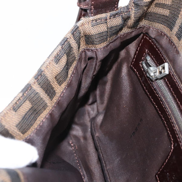 FENDI Zucca Canvas Mamma Baguette Shoulder Bag Black Brown Auth 156652M