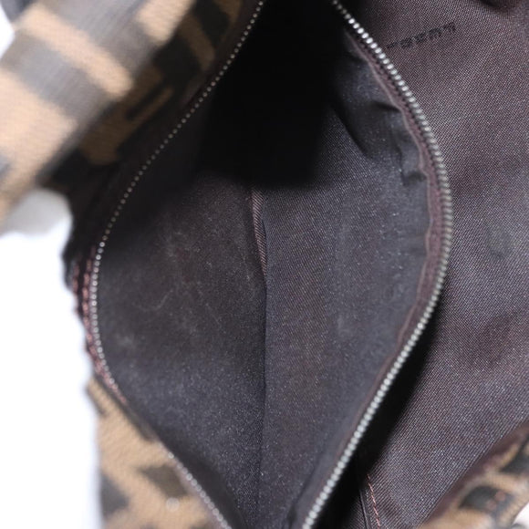 FENDI Zucca Canvas Mamma Baguette Shoulder Bag Black Brown Auth 156652M