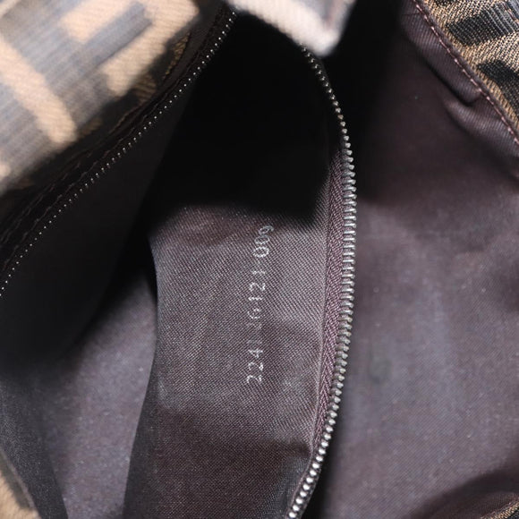 FENDI Zucca Canvas Mamma Baguette Shoulder Bag Black Brown Auth 156652M