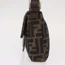 FENDI Zucca Canvas Mamma Baguette Shoulder Bag Black Brown Auth 156652M-3