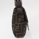 FENDI Zucca Canvas Mamma Baguette Shoulder Bag Black Brown Auth 156652M-4
