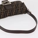 FENDI Zucca Canvas Mamma Baguette Shoulder Bag Black Brown Auth 156652M-7