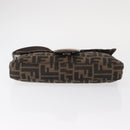 FENDI Zucca Canvas Mamma Baguette Shoulder Bag Black Brown Auth 156652M-5