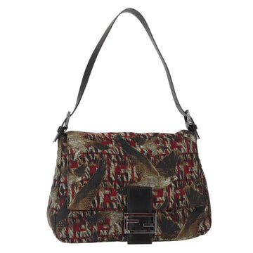 FENDI Zucca Canvas Mamma Baguette Shoulder Bag Brown Auth 156653SAM