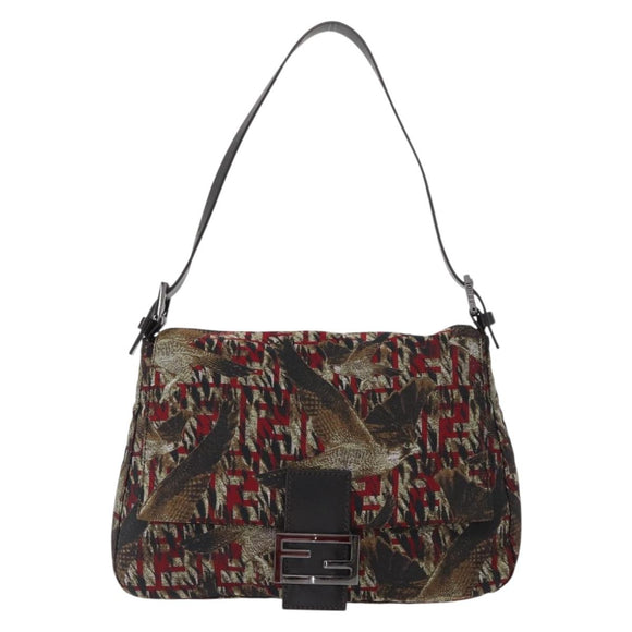 FENDI Zucca Canvas Mamma Baguette Shoulder Bag Brown Auth 156653SAM
