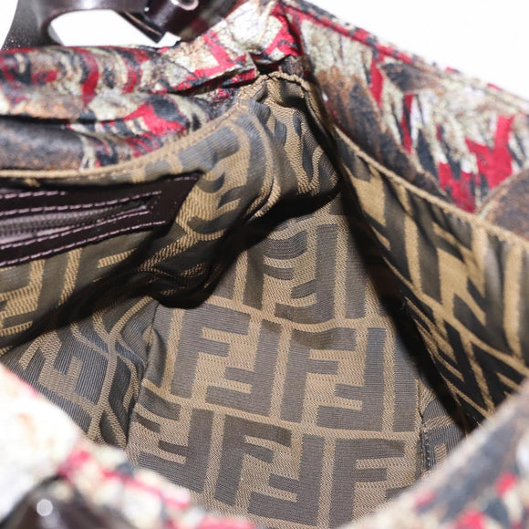 FENDI Zucca Canvas Mamma Baguette Shoulder Bag Brown Auth 156653SAM