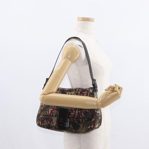 FENDI Zucca Canvas Mamma Baguette Shoulder Bag Brown Auth 156653SAM