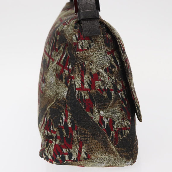 FENDI Zucca Canvas Mamma Baguette Shoulder Bag Brown Auth 156653SAM