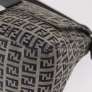 FENDI Zucchino Canvas Mamma Baguette Shoulder Bag Navy Silver Auth 156654V-11