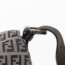 FENDI Zucchino Canvas Mamma Baguette Shoulder Bag Navy Silver Auth 156654V-14